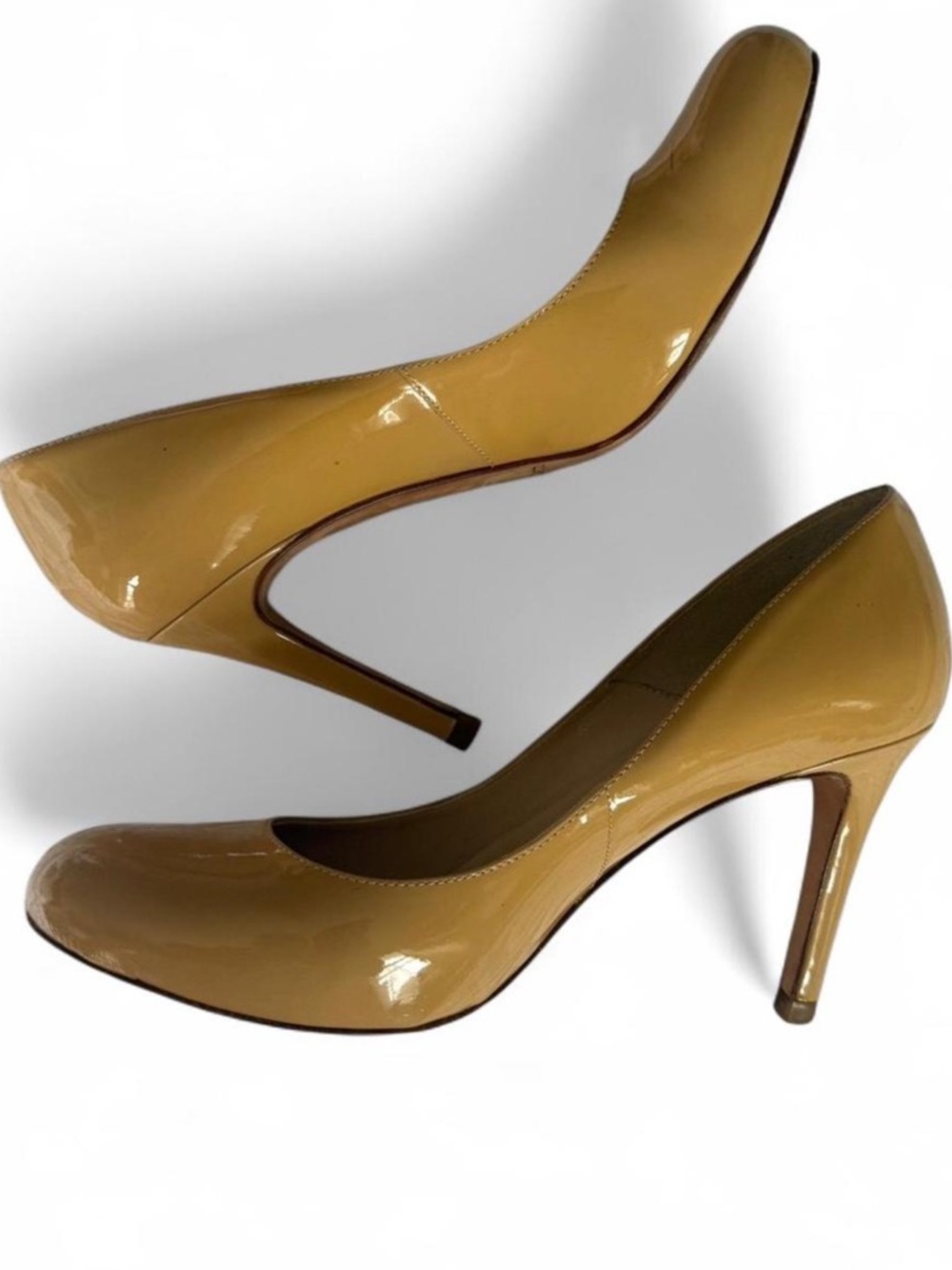 LK Bennett Glossy Patent Pumps in Mustard Yellow